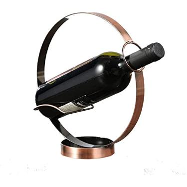Imagem de Suporte de garrafa de vinho suporte de ferro único rack de vinho bancada suporte de exibição para decoração de casa (tamanho: 25 * 10 * 26,5 cm) (cor: #3) (#3)