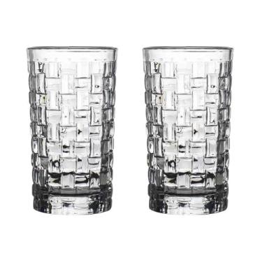 Imagem de Copo de uísque com textura tecida, copos transparentes sem chumbo para água, suco, leite, cerveja, coquetéis, bebidas frias e quentes (pequeno)