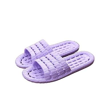 Imagem de x3anggyt5 Sapatos de casa de banho chinelos de casa chinelos de vazamento de água de banho masculino e feminino fundo macio sandálias de banheiro chinelos de chuveiro (roxo, 36-37)