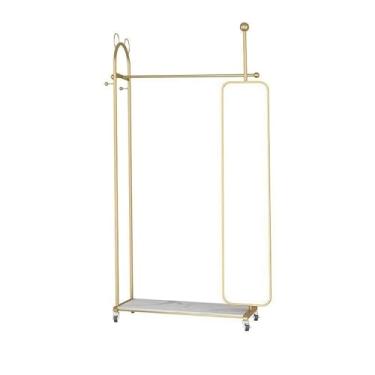 Imagem de x3anggyt5 Espelhos de comprimento total, leve, luxuoso, espelhado, cabideiro, giratório, multifuncional, armazenamento de roupas, espelho de vestir, quarto, suporte para roupas, espelho de corpo