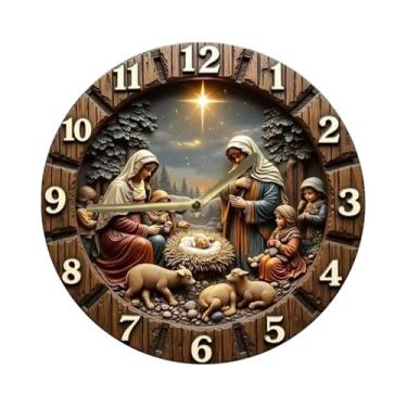 Imagem de predolo Relógio de parede Presépio com mecanismo silencioso, fácil, numerais arábicos, ideal para pendurar na parede, cozinha, sala de aula, café e, 20cm
