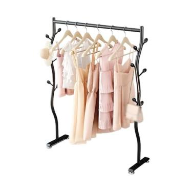 Imagem de KHUTRW3D Suporte de chapéu para pendurar no chão do quarto cabide de roupas simples não ocupa espaço na extremidade da cama cabideiro de roupas pequenas rack de vara corredor árvore (preto, 2GG)