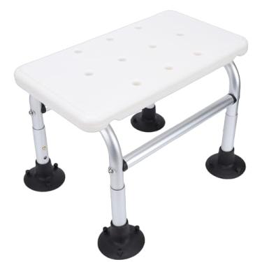 Imagem de Asixxsix Cadeira de Chuveiro, Banco de Chuveiro de Alumínio Leve Com Altura Ajustável Com Pés de Borracha Texturizados, Banco de Banho Assento Acolchoado para Interno