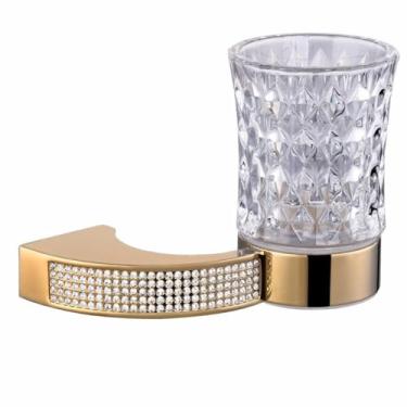 Imagem de NevStp Conjunto de ferragens de banheiro de cristal, gancho de roupão, toalheiro, prateleira de barra, suporte de escova de dentes, acessórios de banheiro dourado/cromado, suporte de escova de dentes