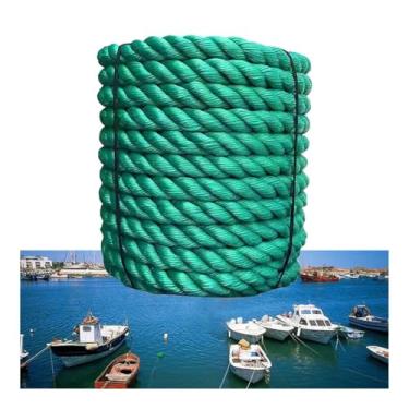 Imagem de Linhas de doca de nylon resistente, corda marinha verde de 3 fios para iates, canoas e atividades aquáticas, 20 m (18 mm) - ideal para acampamento, caminhada e amarração