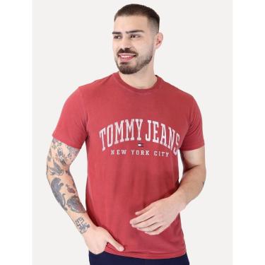 Imagem de Camiseta Tommy Jeans Masculina Regular Logo Varsity Washed Bordô-Masculino