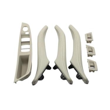 Imagem de 7 pçs motorista da mão esquerda lhd interior do carro esquerda direita puxador da porta de couro conjunto conjunto Compatível com bmw série 5 f10 f11 523i 525i 528i(B Oyster-7PCS)