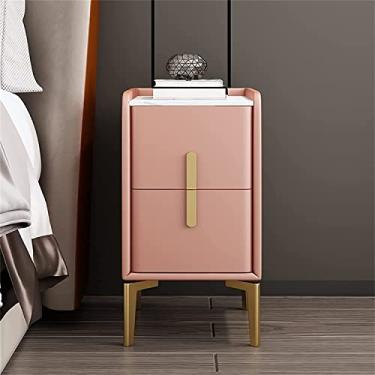 Imagem de Mesa de cabeceira de madeira preta, suporte para quarto, branco, moderno, mini armário de cabeceira com 2 gavetas, cinza, leve, luxuoso, ultra-estreito, couro italiano, armário de cabeceira 35 x 40 x