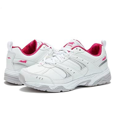 Imagem de Avia Tênis feminino Avi-Verge – treino, caminhada, atlético, cross training, tênis, tênis de ginástica feminino, Branco brilhante/rosa Phlox/jazzy, 9