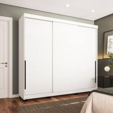 Imagem de Guarda-roupa Casal 3 Portas Correr Madrid Branco
