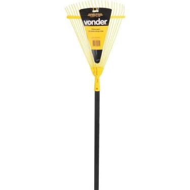 Imagem de Vassoura Metálica Para Grama, 22 Arames, Regulável, Amarela, com Cabo,