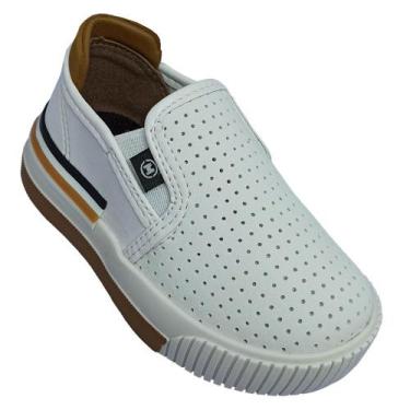 Imagem de Tênis Molekinho Slip On Infantil Bebê Masculino Casual, Branco, Carame