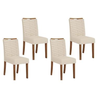 Imagem de Cadeira De Cozinha Julia Kit 4 Un Freijó Linho Neve