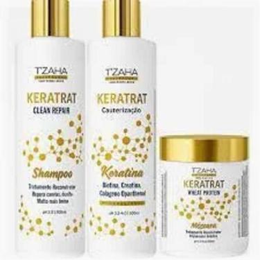 Imagem de Kit Keratrat Tzaha  Shampoo + Máscara +Queratina e Colágeno , Reconstr