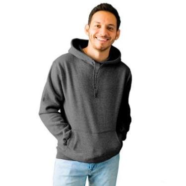 Imagem de Blusa Moletom Canguro com Capuz Liso Sem Estampa Unissex Feminino Masculino Juvenil 01-Unissex