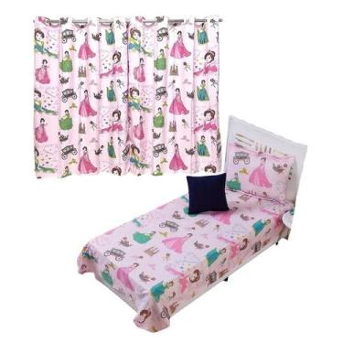 Imagem de Kit Colcha Cobre Leito + Cortina Infantil Solteiro 4P Menino - Ametist