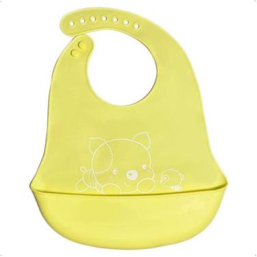 Imagem de Babador Silicone Cata Migalhas Impermeável Bpafree - Amarelo - Unyhome