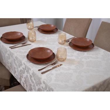 Imagem de Toalha de mesa quadrada jacquard 1,35x1,50 - Palha - Bf Confeccoes