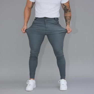Imagem de Calça Masculina Social Bengaline Skinny - Volgue, Cinza, G