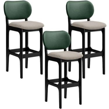 Imagem de Kit 3 Banquetas Alta Bar Cozinha Sala Jantar Betta L02 Preto Facto Ver