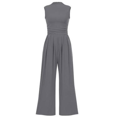 Imagem de Macacão Feminino PRETTYGARDEN Sem Mangas Gola Alta Cinza G