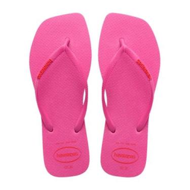 Imagem de Chinelo Havaianas Slim Square Logo Pop Up, Rosa flux, 39/40