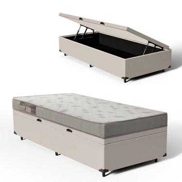 Imagem de Cama Box Baú com Colchão de Espuma Ortobom Light Liso Solteiro 88cm