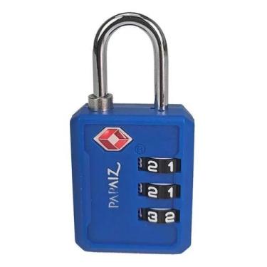 Imagem de Cadeado Tsa Zamac 30pl Com Segredo Numérico 3 Dígitos Papaiz Azul - Pa