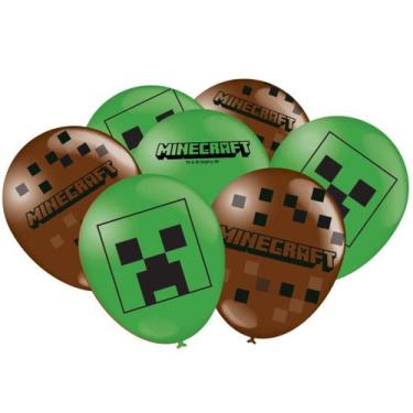 Imagem de Balão Decorativo Bexiga Temática Especial Minecraft Aniversário - 25 U
