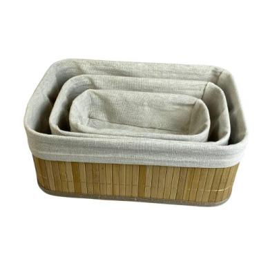 Imagem de Conjunto de cestos organizadores multiuso de bambu para casa, sala, ba