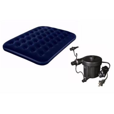 Imagem de Colchão Inflável Casal Camping Praia Multiuso Mais Bomba De Ar Elétrica 127 V