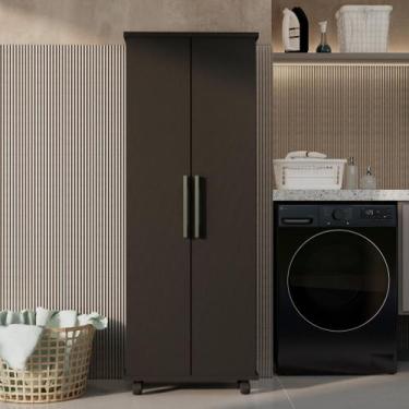 Imagem de Armário Lavanderia 2 Portas com Espaço para Vassouras Multiuso com Rod