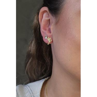 Imagem de Brinco Pequeno Fé Banhado em Ouro 18k