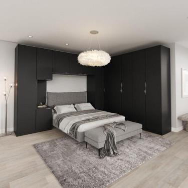 Imagem de Guarda Roupa Modulado de Casal 12 Portas 6 Peças 1 Mesa de Cabeceira H