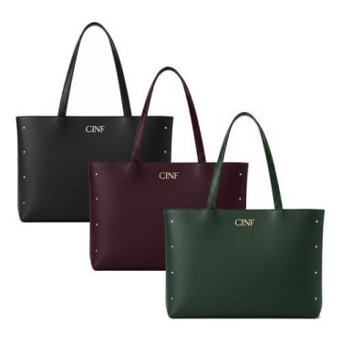 Imagem de Bolsa Feminina Sacola Grande Kit Com 3 Peças Universitária De Ombro Co