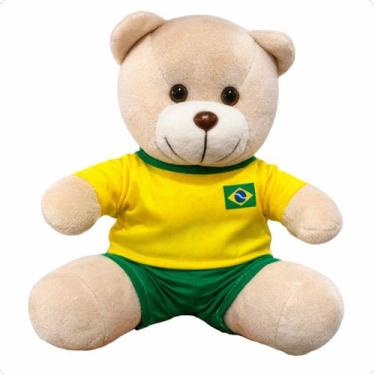 Imagem de Ursinho Pelúcia Brasil Copa Do Mundo Decoração Tema Futebol Torcida - 