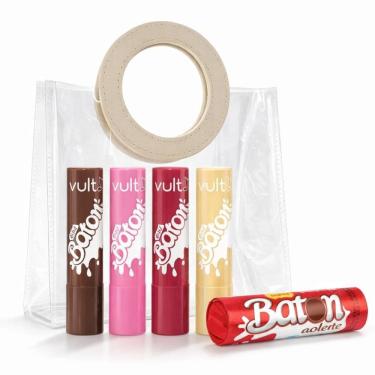 Imagem de Kit Presente Baton Com 4 Gloss Stick Vult: Marrom, Malva, Rosa e Translucido com Brilho + Mimo