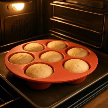 Imagem de Forma Silicone Cupcake Air Fryer 7 Cavidades Reutilizável Assadeira Pr