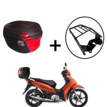 Imagem de Baú Bauleto Awa Pross 34l + bagageiro de  Biz 2018+, Vermelho
