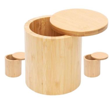 Imagem de Kit 3x Potes Multiúso de Bambu Com Tampa Cozinha Mantimentos - Kadê