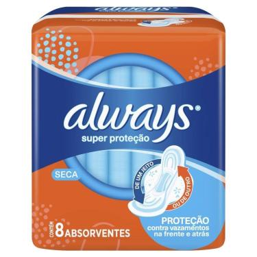 Imagem de Absorvente Always Super Proteção Cobertura Seca com Abas - Embalagem com 8 Unidades
