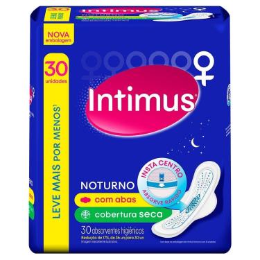 Imagem de Absorvente Intimus Noturno Cobertura Seca com Abas Embalagem com 30 Unidades