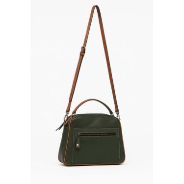 Imagem de Bolsa couro cida - media 2 div alça regulavel - Zup Bags, Verde escuro