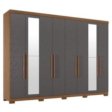 Imagem de Guarda Roupa Casal 8 Portas 4 Gavetas Master New Com Espelho E Pés Jat