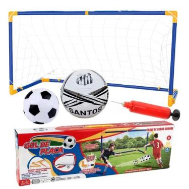 Imagem de Kit Golzinho Infantil Trave Futebol c/ Rede Bola e Bomba Licenciado Co