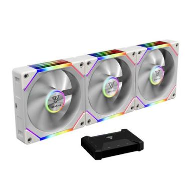 Imagem de Kit 3 fan 120mm argb gamdias aeolus branco p2-1203u wh