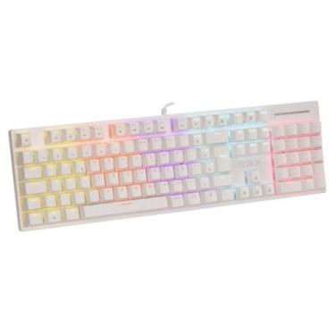 Imagem de Teclado mecânico brx gamer mw617 107 teclas usb branco c/ rbg