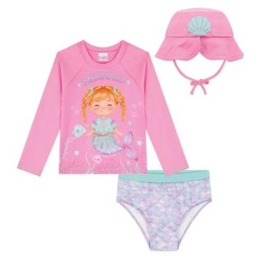 Imagem de Conjunto de Blusa Calcinha e Chapéu em Malha com Proteção UV 50+ Kukiê
