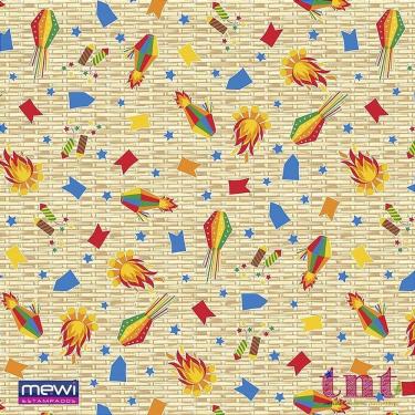 Imagem de TNT Estampado Festa Junina 100% Polipropileno 1,40M X 10M 40G Amarelo Palha Mewi