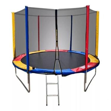 Imagem de Cama Elástica 244CM 140kg Rede com Zíper e Escada Trampolim Brinquedos